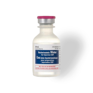 Tamper proof, sealed vial of bacteriostatic water